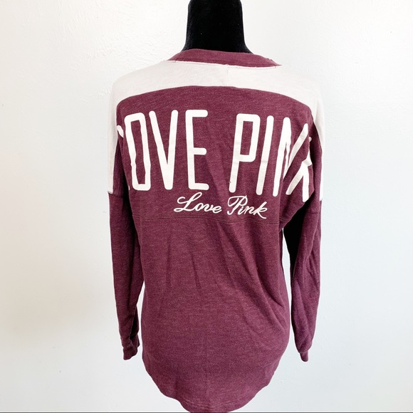 PINK Victoria's Secret Tops - Victoria’s Secret Pink Maroon Varsity Crew